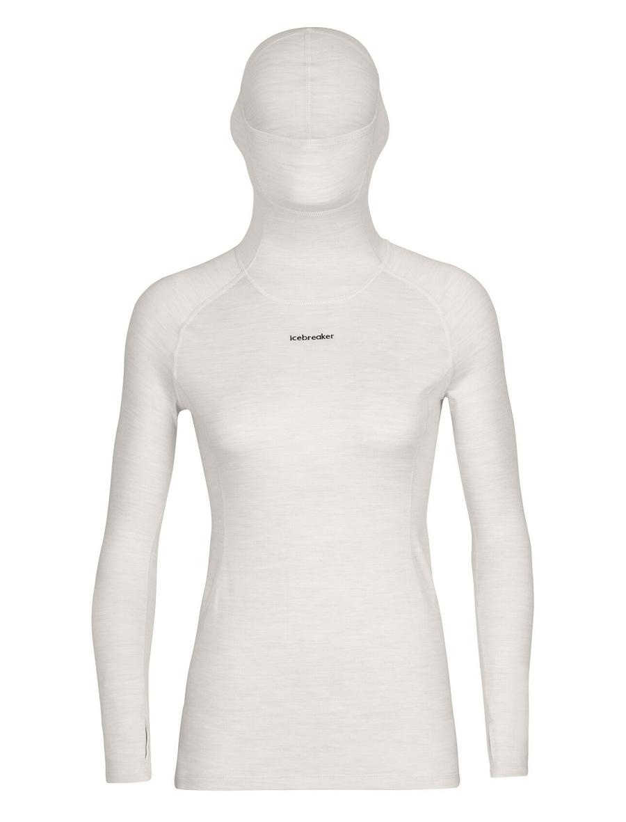 Ecru Heather Women's Icebreaker MerinoFine™ Long Sleeve Roll Neck Base Layers | USA 1895ZUTG